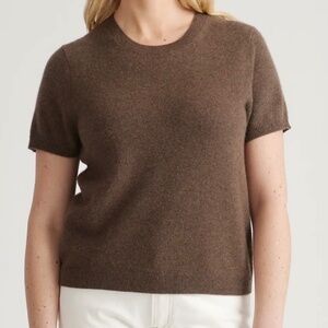 Quince Mongolian Cashmere Tee (Brown)